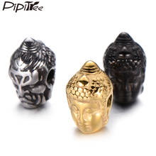 Pipitree 4pcs Unique One Face Budda One Face Yasha Stainless Steel Beads Vintage Buddhistic DIY Jewelry Bead Charms for Bracelet 2024 - buy cheap