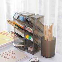 Multi-function 4 Grid Desktop Pen Holder Office School Storage Case Clear White Black Plastic Box Creative Pen Pencil Organizer 2024 - buy cheap