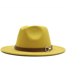 Women Men Wide Brim Wool Felt Jazz Fedora Hats Panama Style Cowboy Trilby Party formal Dress Hat Large Size Yellow white 58-60CM 2024 - buy cheap