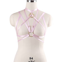 Design original rosa chicote de fios sutiã kawaii oco para fora peito bondage corpo gaiola pastel gótico cinto chicote de fios do corpo das mulheres festival rave 2024 - compre barato