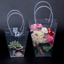 10 Pçs/set Flor Caixa De Plástico Transparente Saco Transparente Sacos de Presente Com Alças Sacos De Embalagem Florista Do Casamento Decoração de Natal 2024 - compre barato