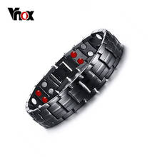 Vnox Length Adjustable Double Row Black Men Health Bio Bracelets Bangles Health Care Energy Armband Jewelry 2024 - buy cheap