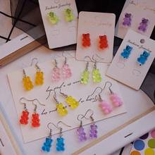 2021 Trendy Handmade Color Cute Cartoon Mini Bear Earrings Candy Color Animal Pendant Earrings For Women Girl Jewelry Party Gift 2024 - buy cheap