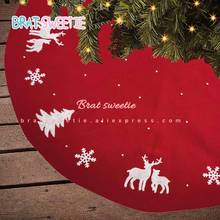Falda de árbol de Navidad de 48 pulgadas y 122cm, falda de punto rústico con copos de nieve de alce rojo para decoraciones navideñas, interior y exterior 2024 - compra barato