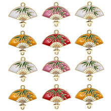 10pcs/lot Chinese Style Enamel Fan Charms Connectors DIY Earring Bracelet Necklace Pendant For Jewelry Making Accessories 2024 - buy cheap