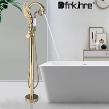 Bathroom Free Standing Bathtub Faucet Golden Brass Handheld Shower Single Handle Tub Mixer Taps Floor Mounted Bath Tub Set 2024 - buy cheap