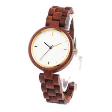 Dropshipping Girls Affordable Wristwatches Women Wifes Real Red Sandal Wood Bamboo Bracelet Wrist Watch for Her 2024 - buy cheap