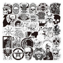 Pegatinas impermeables de calavera gótica, pegatinas geniales para grafiti, monopatín, Maleta, guitarra, nevera, álbum de recortes, blanco y negro, 50 Uds. 2024 - compra barato