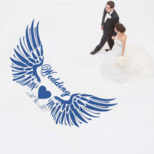 Wedding wall stickers murals wings personalized name date decal welcome Art Posterroom decoration LW696 2024 - buy cheap