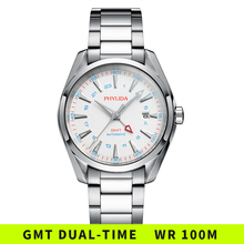 Reloj de pulsera GMT automático resistente al agua 10BAR 100M, reloj de pulsera mecánico de lujo de moda, cristal de zafiro sólido SS, esfera blanca 2024 - compra barato