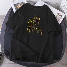 Um cavalo bonito mulher camisetas de verão do sexo feminino camisetas hip hop manga curta senhora 2021 nova roupa harajuku camisa alta qualidade 2024 - compre barato