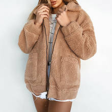 Jaqueta de inverno de outono feminino casaco de pelúcia casaco de pele do falso casaco de lã falso casacos macios casaco casual 3xl plus size outwear 2024 - compre barato