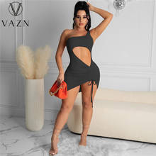 VAZN 2020 New Print Party Dress Celebrity Sleeveless Solid Mini Dresses Evening Gown Women Elegant Sexy 2024 - buy cheap