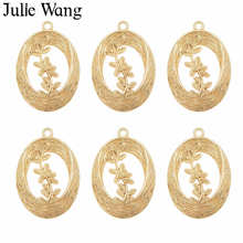 Julie Wang Oval Branch Rattan Charm KC Gold Leaves Alloy Necklace Pendant Earrings Findings  Jewelry Making Accessory 2024 - buy cheap