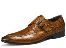 Nuevos zapatos con tiras de monje puntiagudas hechos a mano de cuero genuino zapatos formales de negocios para hombres zapatos de vestir con hebilla 2024 - compra barato