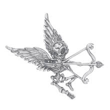 Bonsny Alloy Antique Silver Plated Skull Skeleton Brooches Archery Clothes Scarf Pin Jewelry For Lady Girls Fashion Accessories 2024 - buy cheap