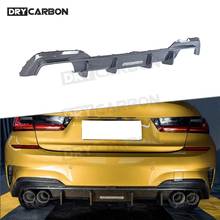 For BMW 3 Series G20 2019 2020 Dry Carbon Fiber Rear Lip Diffuser Spoiler Fins Shark Style Bumper Guard Plate Car Styling 2024 - buy cheap