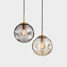 Скандинавский креативный светильник в стиле пост-модерн, роскошный Вогнутый выпуклый стеклянный шар, лампа для спальни, художественный подвесной светильник для столовой, гостиной 2024 - купить недорого