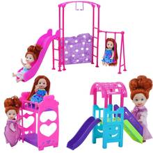 2020 bonito simulação jardim de infância casa boneca rosa beliche do bebê balanço cama/slide móveis barbies acessórios crianças brinquedos 2024 - compre barato