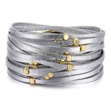 IFMIA, модные серебряные кожаные браслеты, 2019, для женщин, винтажные, несколько слоев, очаровательный браслет и браслеты, регулируемые ювелирные изделия, подарки 2024 - купить недорого