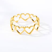 Hollowed-out Heart Shape Open connecting Ring Golden Minimalist Heart Glamour Woman Adjustable Rings Bijoux Femme Fashion jewels 2024 - buy cheap