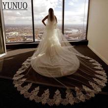 YUNUO-velo de novia de una capa con borde de encaje, con peine velo de novia, accesorios de boda, color blanco marfil 2024 - compra barato