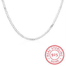 4 мм мужское боковое ожерелье звенья цепи ожерелье, винтажное серебро 925 пробы для женщин, 30 дюймов простое геометрическое серебряное ожерелье 2024 - купить недорого