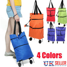 Portable Folding Storage Bags Oxford Shopping Cart With Wheels  Reusable Handbag For Women 2024 - buy cheap