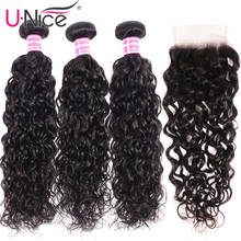 Волосы UNICE бразильские свободные волнистые пряди с кружевной застежкой Человеческие волосы Remy для наращивания 3 пряди с кружевной застежкой 2024 - купить недорого