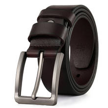 Cinturones de cuero genuino para hombre, cinturón de alta calidad con hebilla de Pin negro para Vaqueros, cinturones informales de piel de vaca, cinturón de negocios para Vaqueros 2024 - compra barato