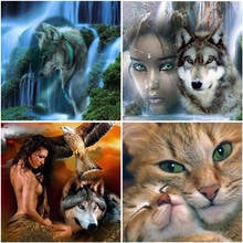 5D DIY Diamond Painting Forest Wolf Head Waterfall Diamond Embroidery Cross Stitch Handmade Rhinestones Mosaic Home Decor Gift 2024 - buy cheap