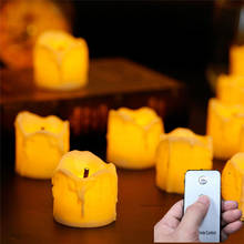 6 Pieces Happy new Year Candles For Holiday Decoration,Big Battery Operated Tealight Candles With Remote,Flameless LED Candles 2024 - buy cheap