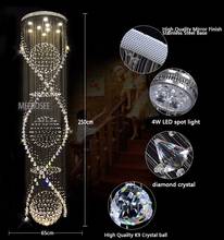 Luminária para teto, luminária longa espiral de cristal com lustre redondo para escada e teto 2024 - compre barato