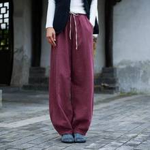 Johnature Full Length Cotton Linen Comfortable All-match 2021 New Lantern Pants Autumn Winter Loose Retro  Women Pants 2024 - buy cheap