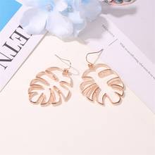 Gold Silver Color Leaves Dangle Earrings Hollow Metal Banana Leaf Drop Earring For Women Palm Tree Plant Eardrop Ear Jewelry 2024 - buy cheap