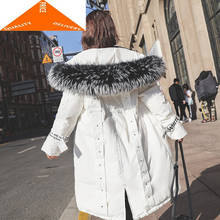 Winter 2020 Brand Women White Duck Jacket Korean Real Raccoon Fur Coat Female Long Warm Down Parkas Hiver 92006 2024 - buy cheap