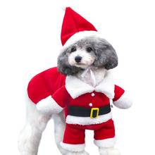 Рождественские костюмы для собак и кошек, Забавный костюм Санта-Клауса для собак и кошек, зимняя теплая одежда для собак, одежда для чихуахуа, Мопса 2024 - купить недорого