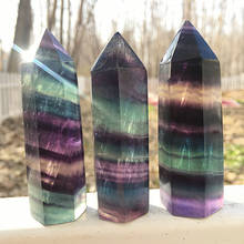 Natural polished quartz rainbow fluorite wand point tower for home decoration 2024 - buy cheap