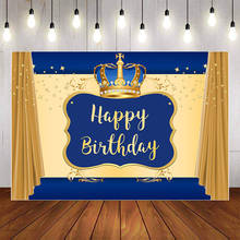 Mehofond-fundo fotográfico azul real, glitter brilhante, coroa para meninos, chá de bebê, decoração de festa de aniversário, estúdio de fotografia 2024 - compre barato