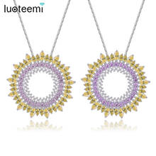 LUOTEEMI Elegantes Delicadas Joyas Circón Girasol Colgante Redondo Blanco Collar de Color Oro para Las Mujeres Accesorios de Boda Bijoux 2024 - compra barato