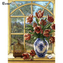 Evershine 5d diy pintura de diamante flores broca cheia jardim ponto cruz mosaico bordado strass needlework decoração casa 2024 - compre barato