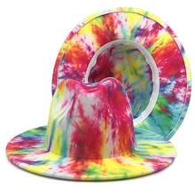 2021 New Double Side Tie Dye Wool Felt Fedoras Hats Lady Winter Autumn Gentleman Elegant Wide Brim Blend Jazz Panama Trilby Caps 2024 - buy cheap