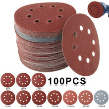 100 pces 5 Polegada 125mm lixa forma redonda oito furos discos de lixamento 80-3000 gancho & laço abrasivo lixadeira papel polimento almofadas 2024 - compre barato
