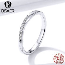 Simple Rings BISAER Hot Sale 925 Sterling Silver Clear Cross Cubic Zircon Finger Rings For Women Sterling Silver Jewelry EFR095 2024 - buy cheap