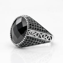 S925 Sterling Silver Natural Black Zircon Stone Men Ring S925 Thai Silver Fine Jewelry Rings for Male Party Wedding Gifts 2024 - buy cheap