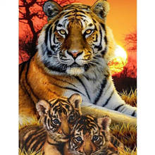 Pintura digital 50x65cm mãe e filho tigre, arte moderna para parede, pintura em tela, presente único, decoração para casa, 40x50cm 2024 - compre barato