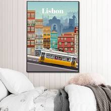 Classic Travel to Lisbon Canvas Travel Painting Poster Living Room Bedroom Kitchen Home Decoration Wall Art  Frame 2024 - buy cheap
