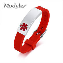 Modyle 2022 New Fashion Personalized Engrave Bracelets Bangles Red Silicone Stainless Steel ID Tag Bracelet for Woman 2024 - buy cheap