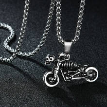 New Trendy Motorcycle Skeleton Rock Design Necklaces Men Women Long Chain Stainless Steel Silver Color Necklace Jewelry Gift 2024 - buy cheap