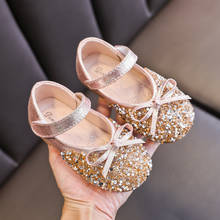 Girls Shoes Bling Princess Shoes Silver Wedding Shoes Bow Gold Glitter Mary Janes Single Shoes Baby Kids Child Spring Auutmn 2024 - buy cheap